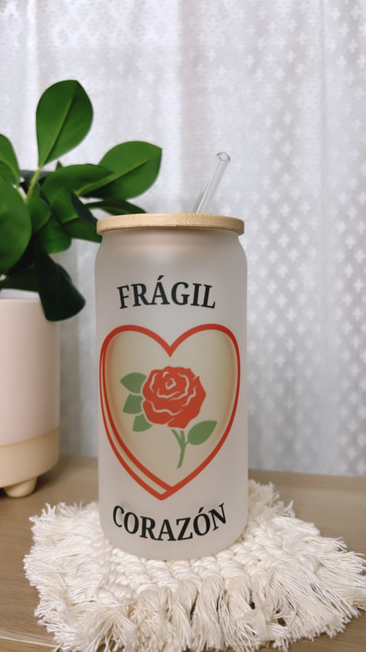 Fragile Corazón Frosted Glass Cup