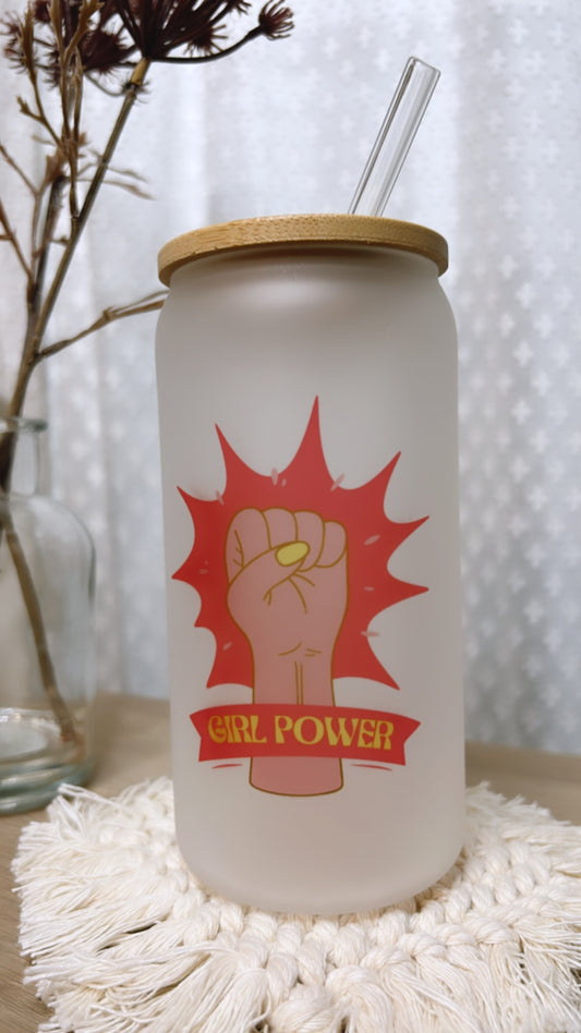 Girl Power Frosted Glass Cup
