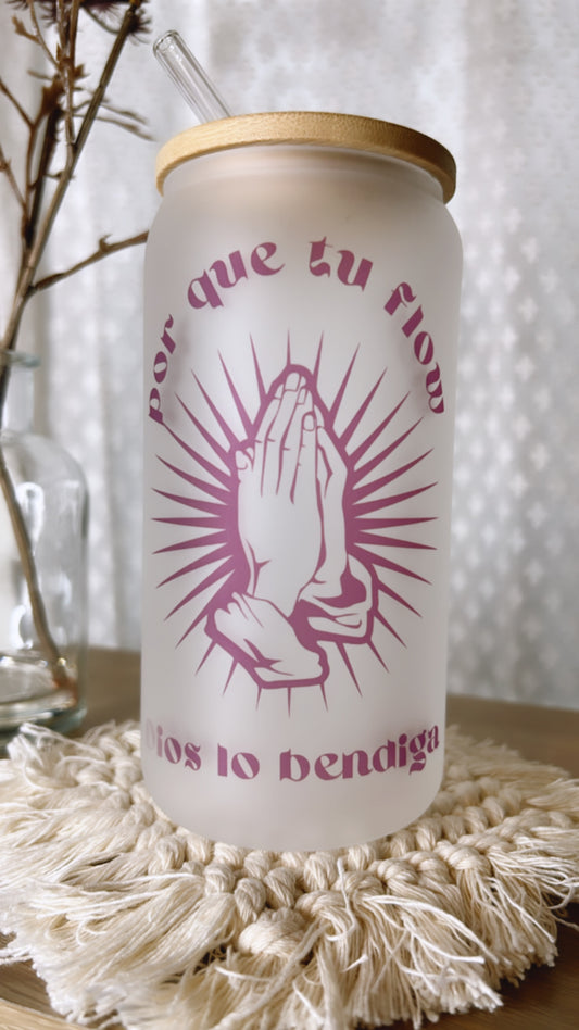 Dios lo bendiga Frosted Glass Cup
